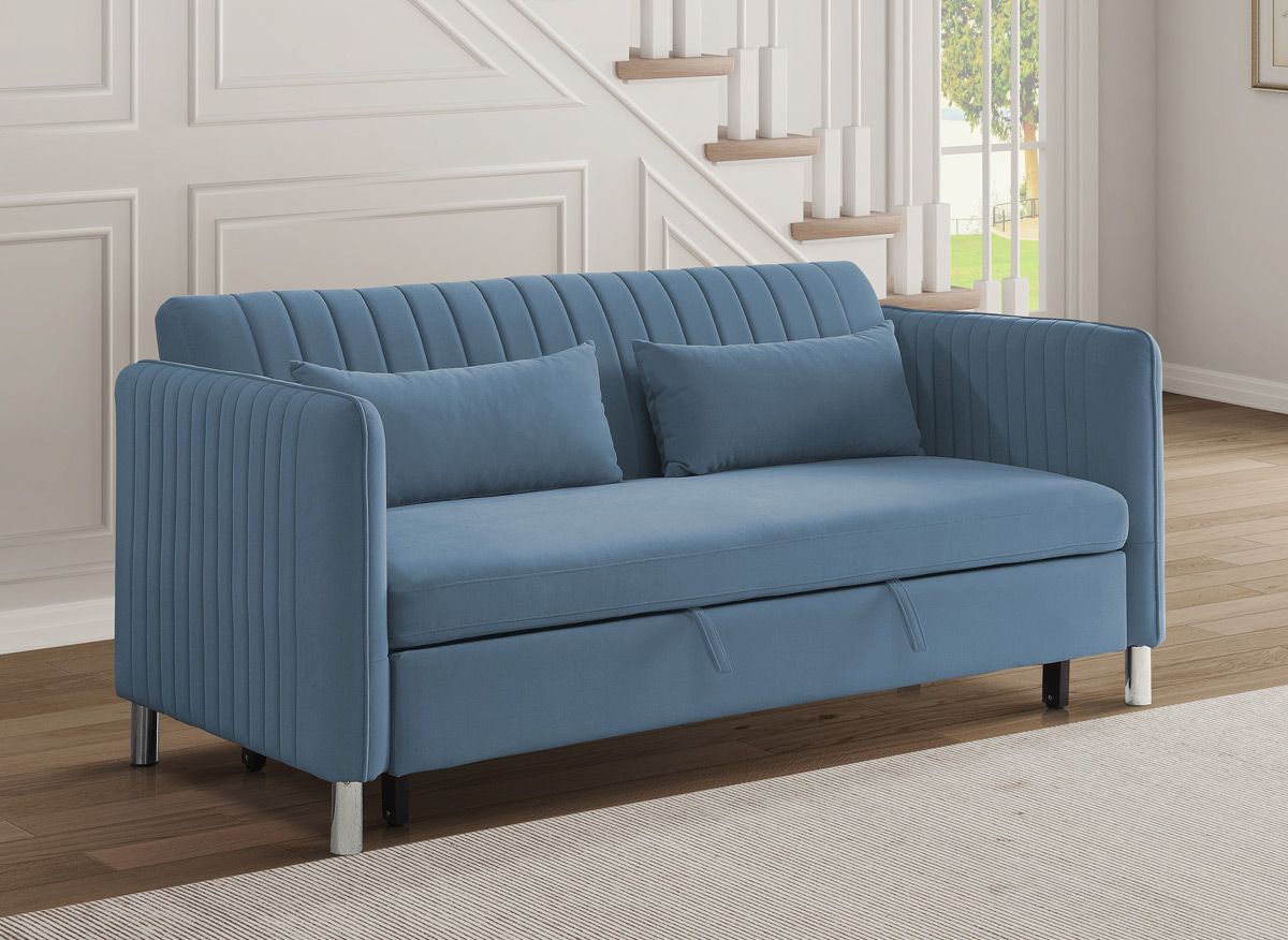 Helima Blue Velvet Loveseat Sleeper