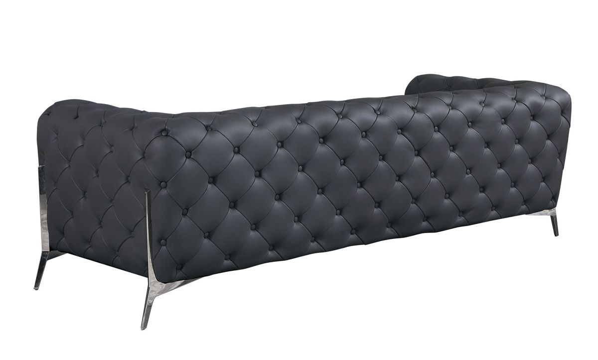 Hendrix Dark Grey Italian Leather Sofa Back