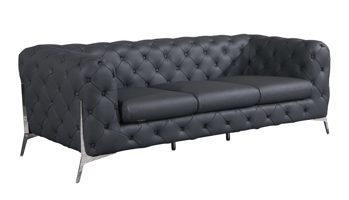 Hendrix Dark Grey Italian Leather Sofa