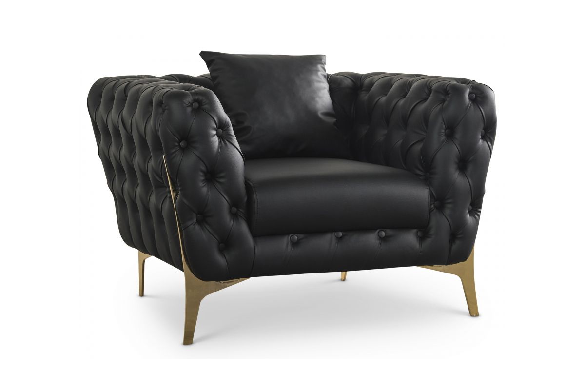 Herbert Tufted Black Leather Chair