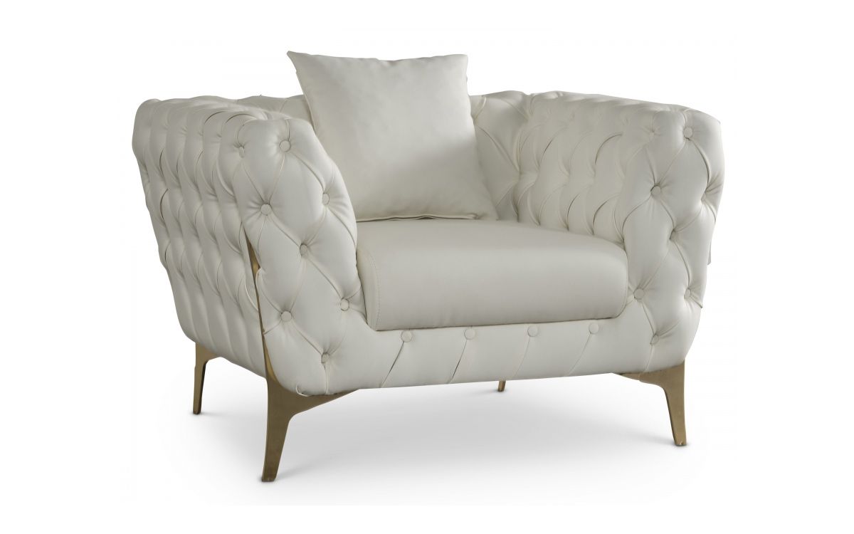 Herbert Ivory Tufted Leather Chair