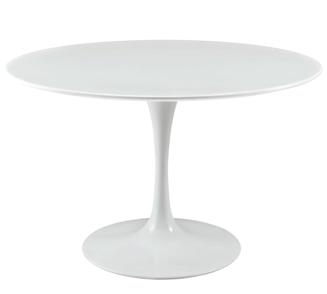 Hestia White Lacquer Round Top Dining Table