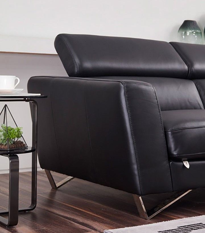 Hollywood Black Leather Sectional Arm