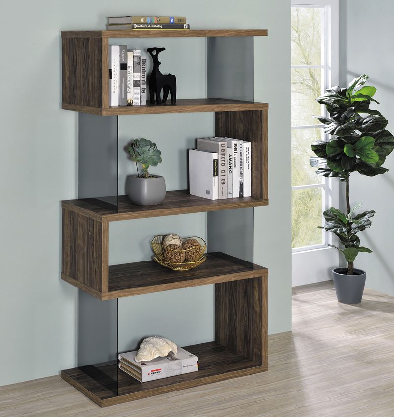 Holray Walnut Finish Display Bookcase