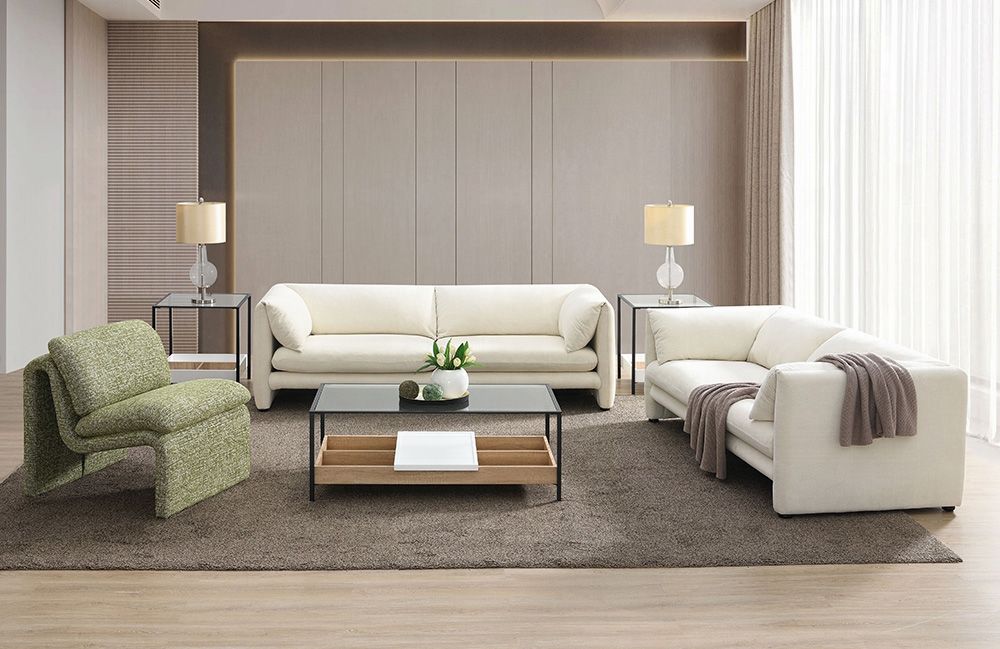 Houston Beige Linen Modern Sofa Set