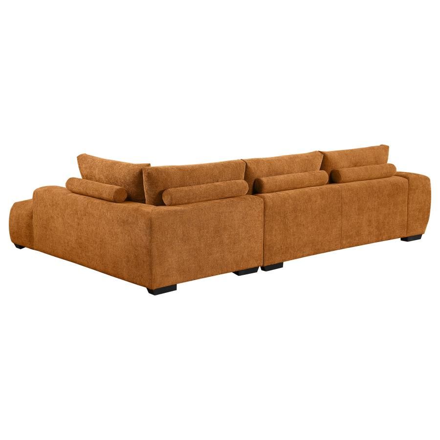 Huckaby Orange Modern Sectional Sofa Back Side