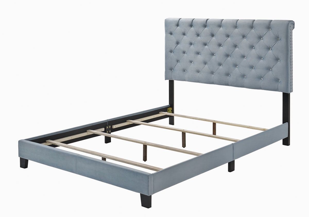 Huntley Light Blue Velvet Bed Slats