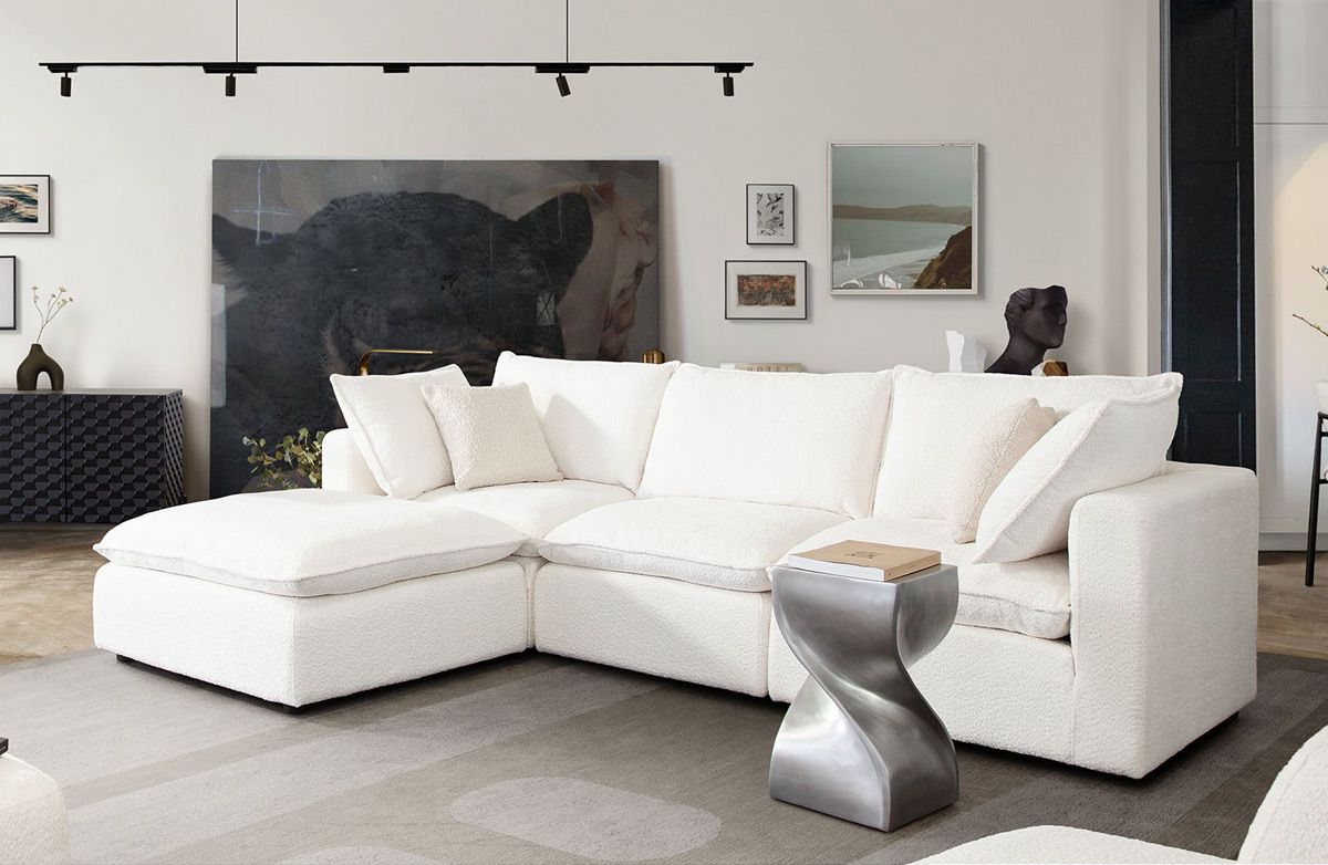 Joice Modular Sectional White Shearling