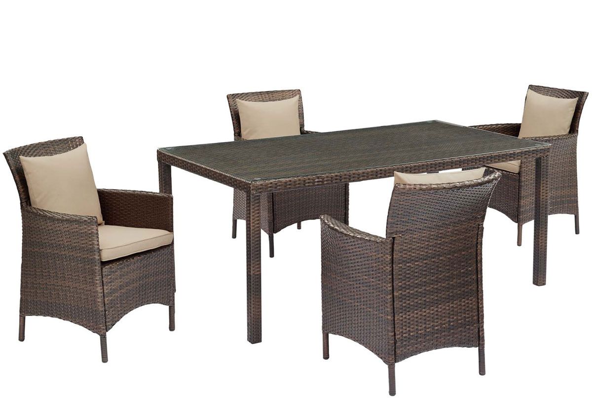 Jaclin Beige 5-Piece Patio Dining Table Set