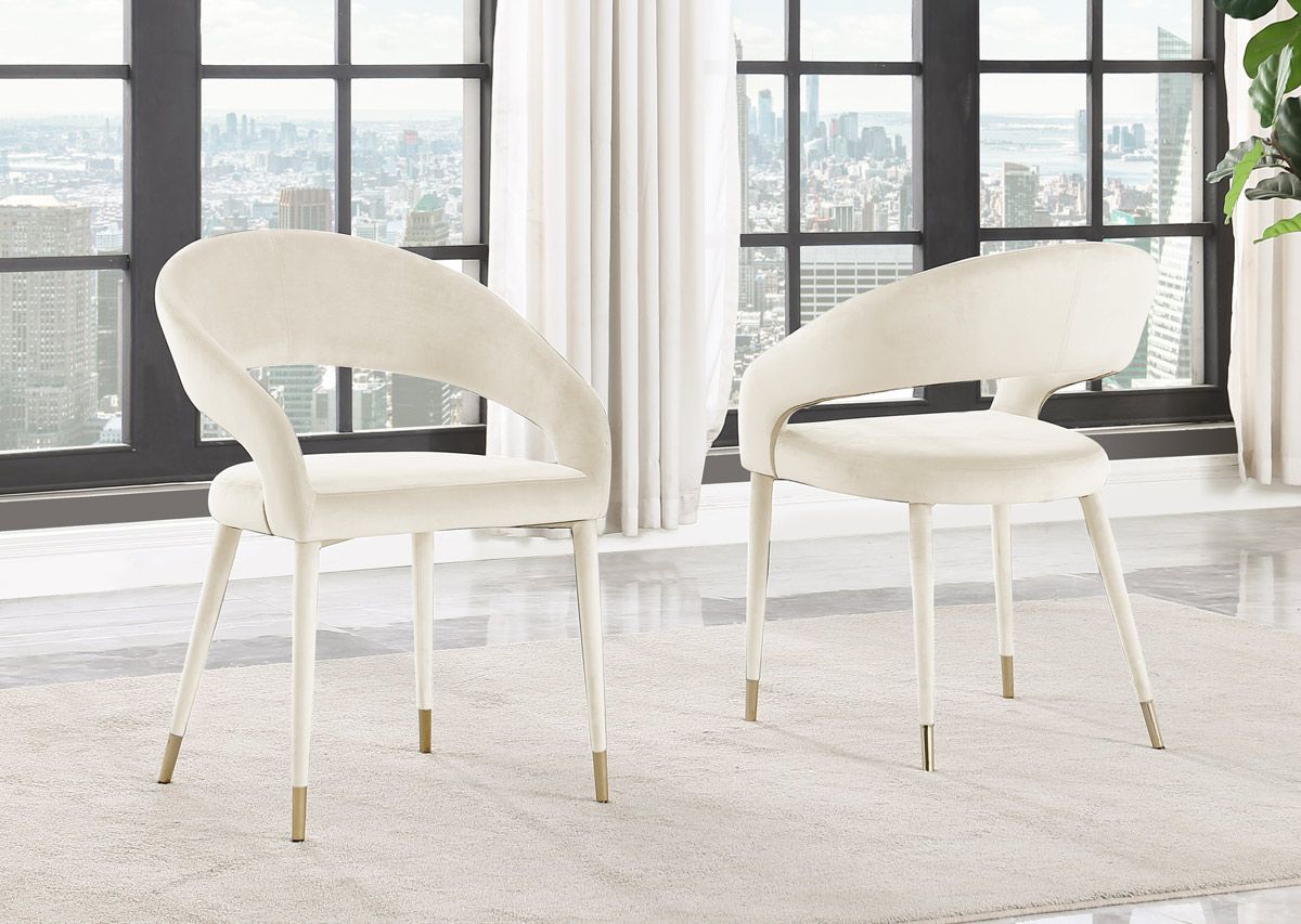 Jaguar Beige Velvet Dining Chairs