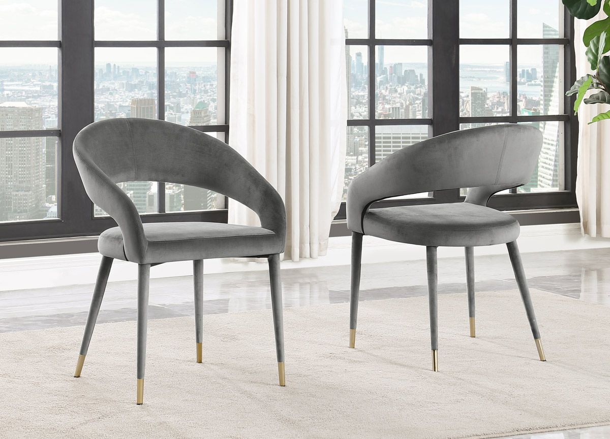 Jaguar Grey Velvet Dining Chairs