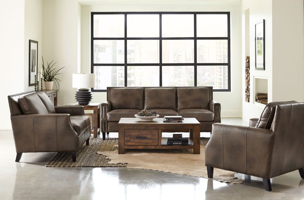 Janet Top Grain Leather Casual Sofa Set