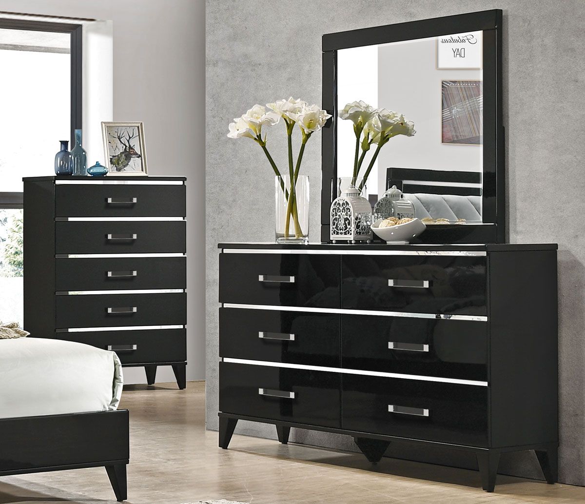 Jasper Glossy Black Finish Dresser