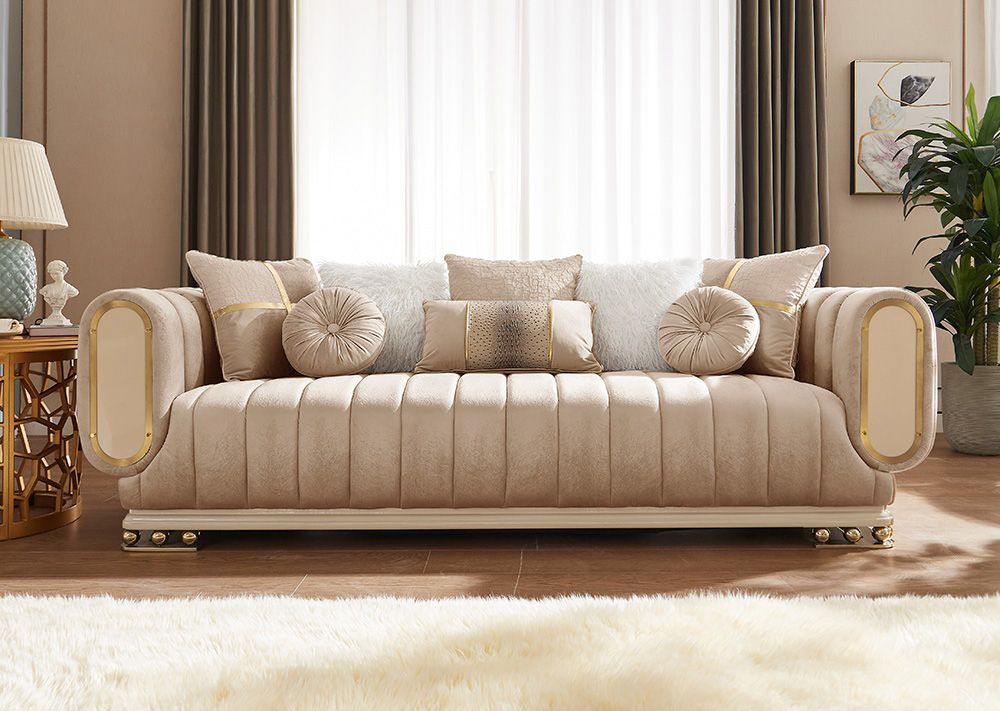 Jaylan Contemporary Sofa With Gold Accents