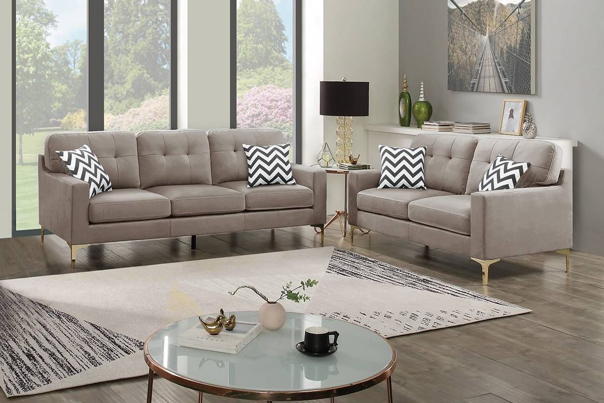 Jonas 2-Piece Sofa Set Light Brown Velvet