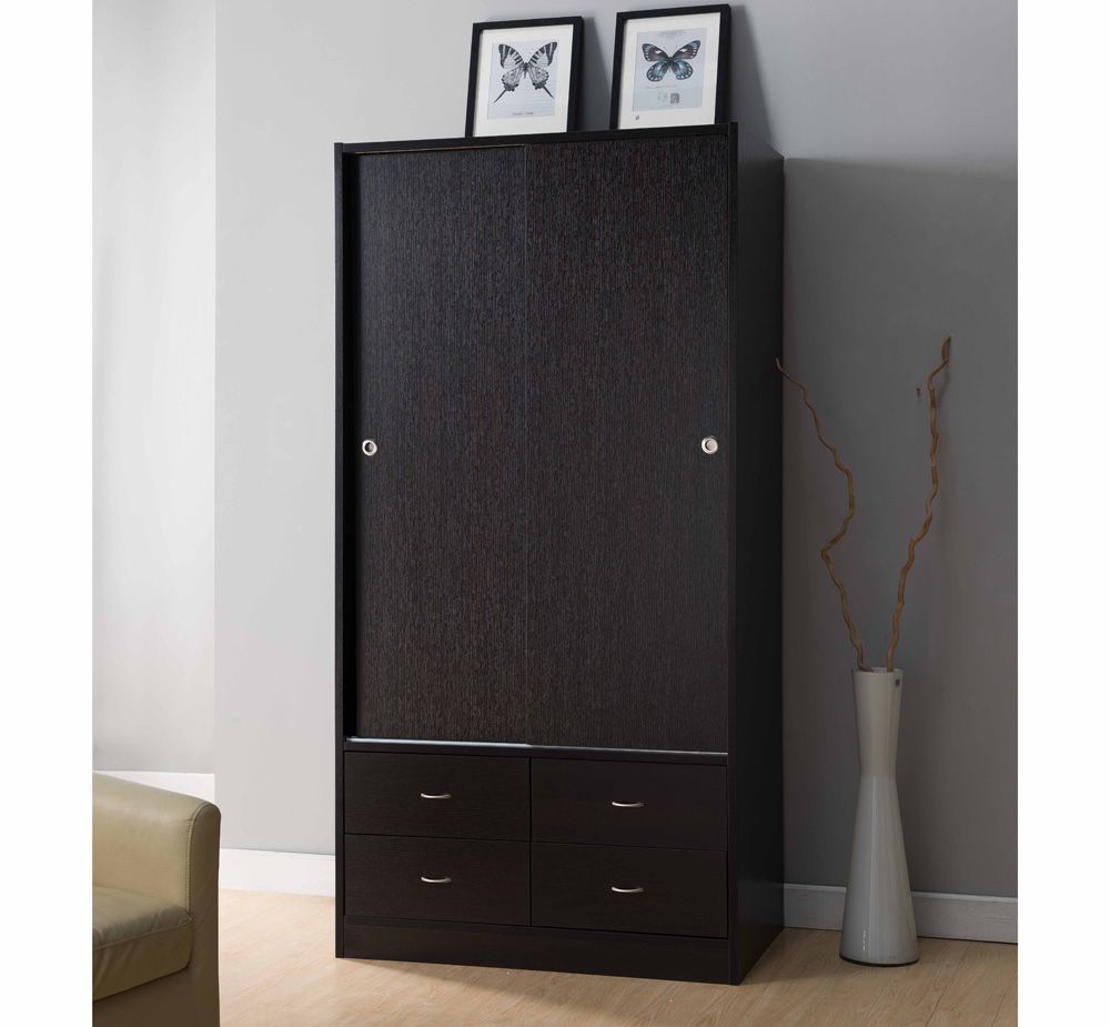 Julie Espresso Wardrobe With Sliding Doors