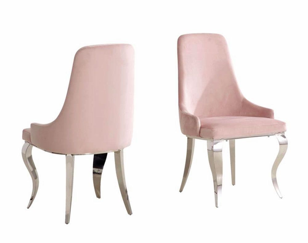 Kademore Light Pink Velvet Dining Chairs