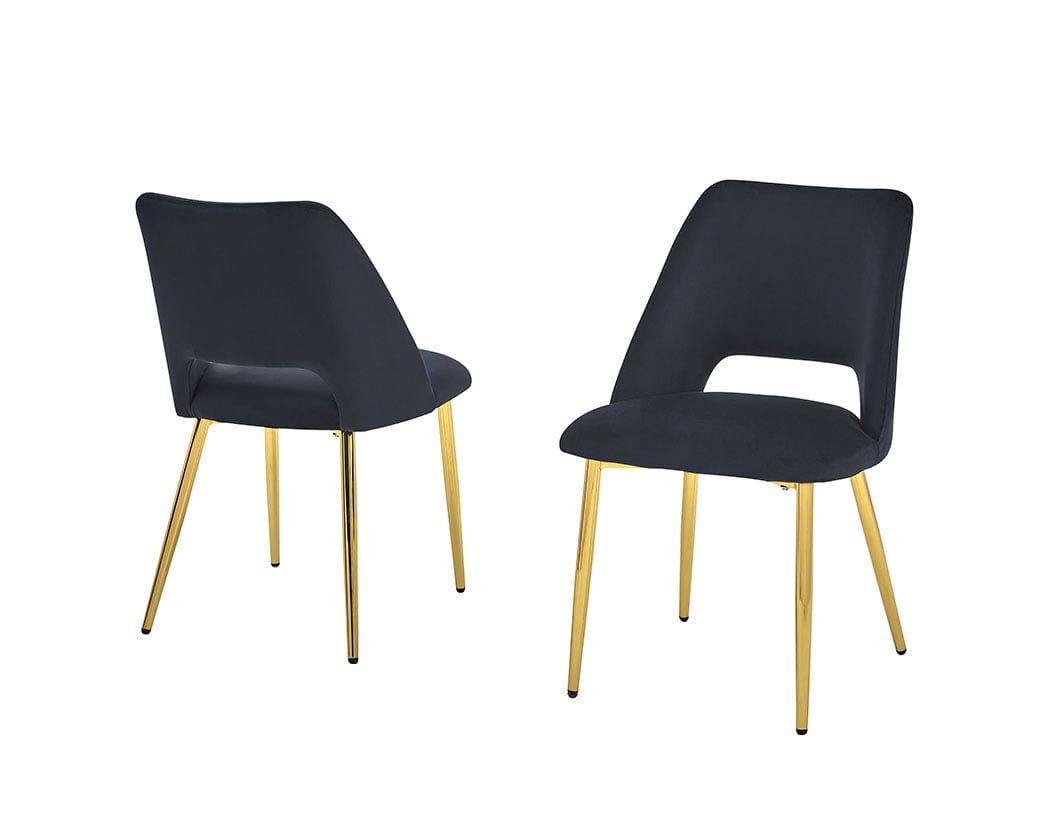 Kaiser Black Velvet Dining Chairs Gold