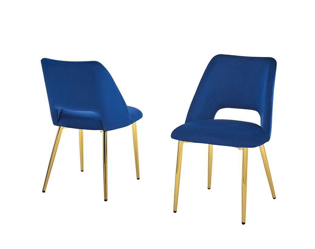 Kaiser Navy Velvet Dining Chairs Gold