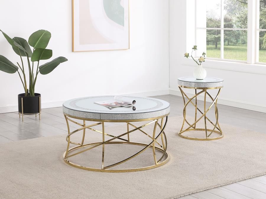 Kaley Mirrored Coffee Table Set