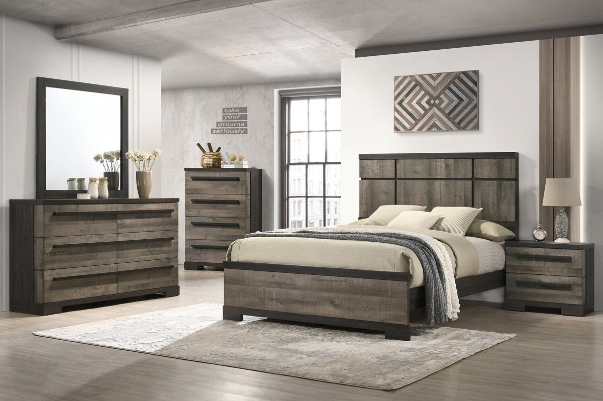 Karel Rustic Finish Bedroom Set