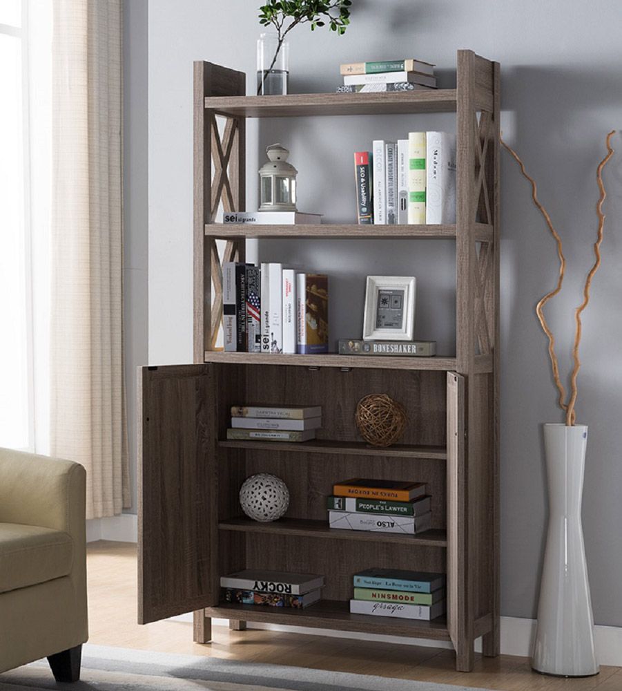 Kasey Rustic Taupe Bookcase Storage