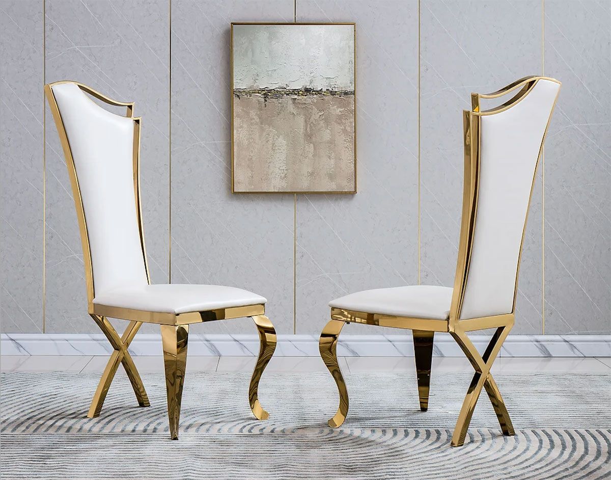 Kassel Gold White Dining Chairs