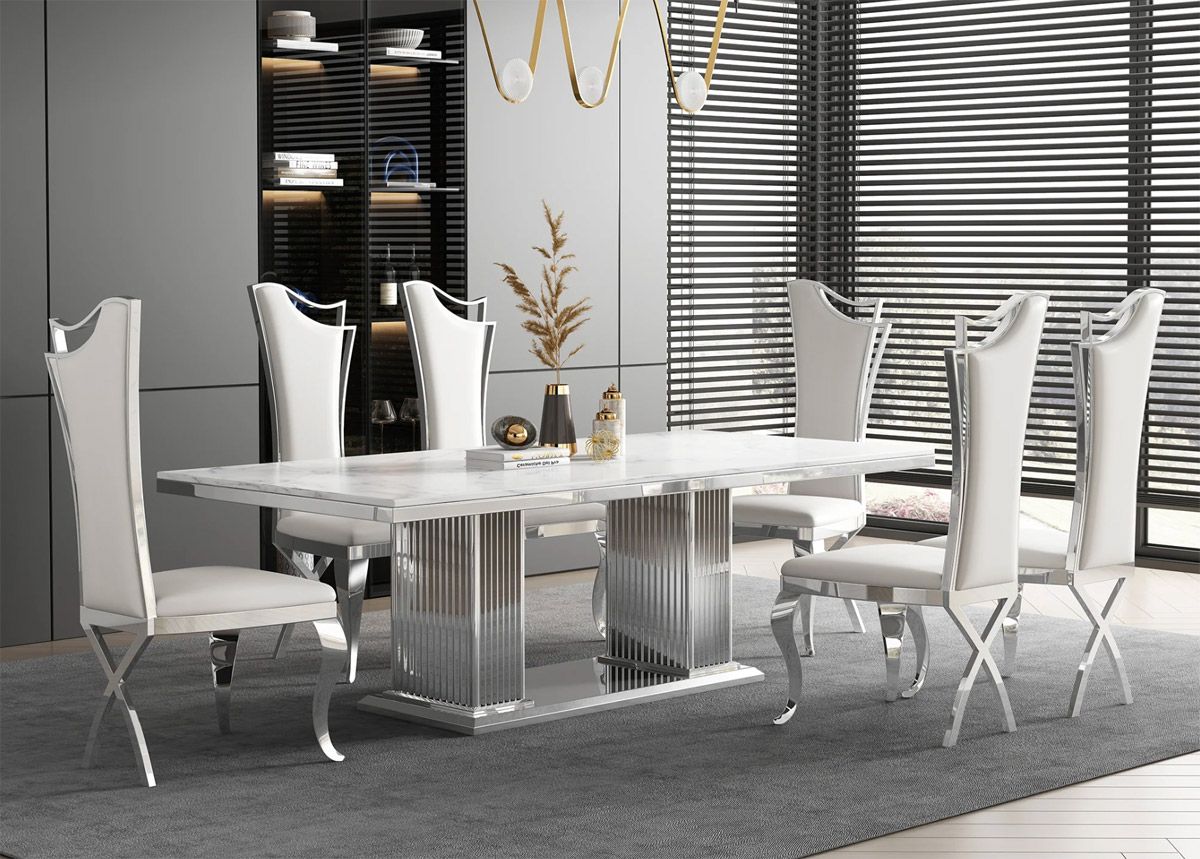 Kassel White Marble Dining Table Large Size