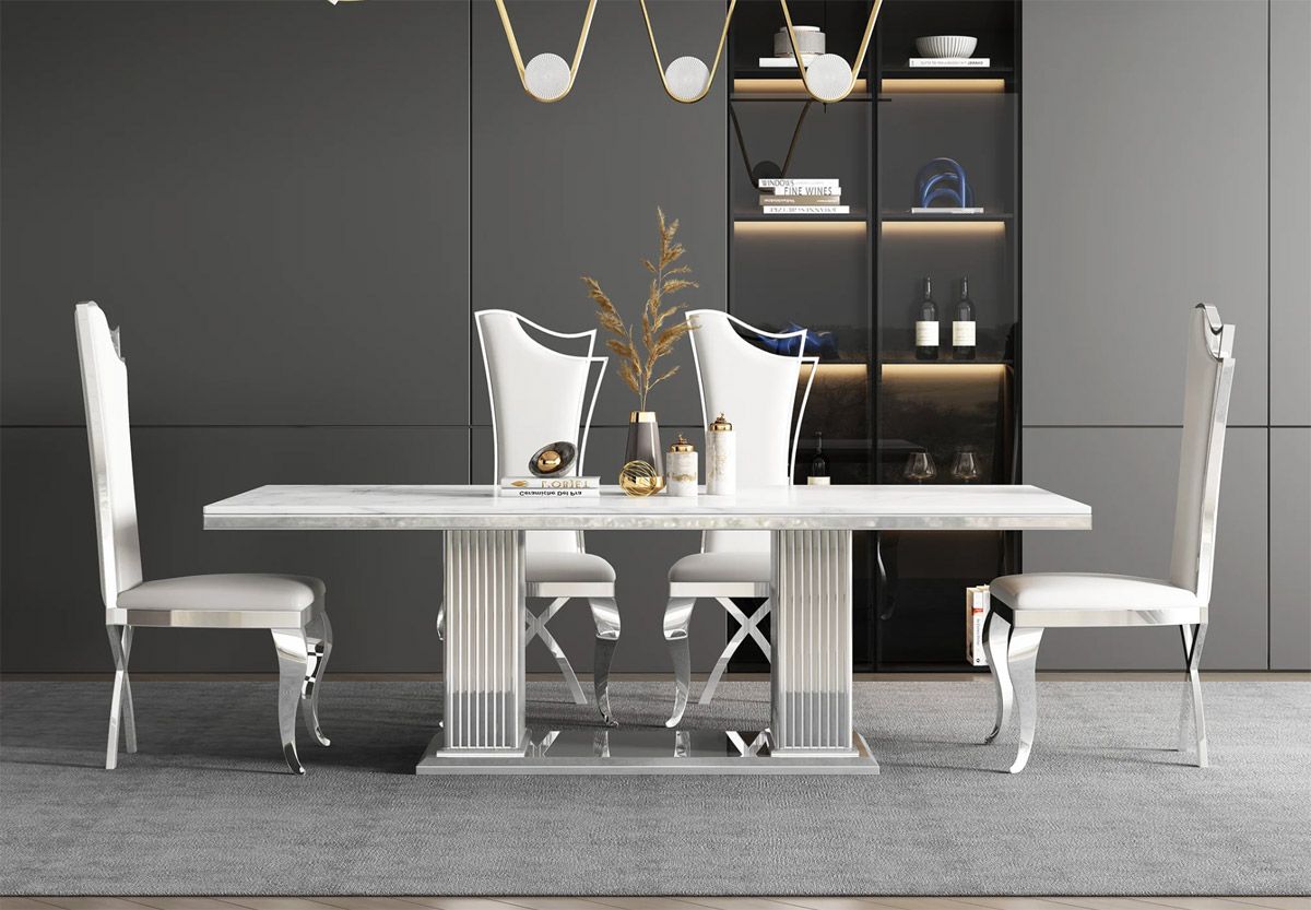 Kassel White Marble Dining Table