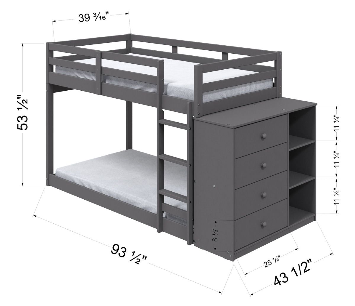 Kaylie Bunkbed Dimentions