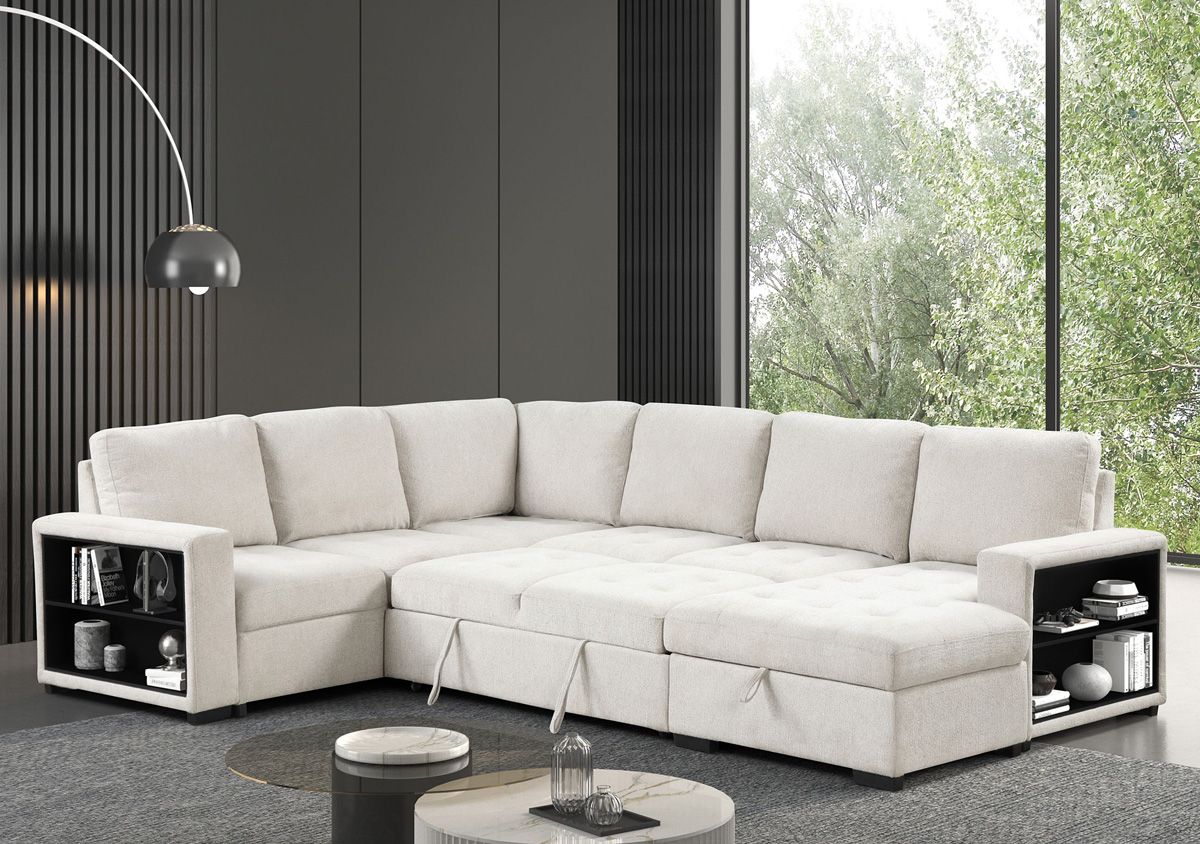 Kaywood Sectional With Sleeper And Bookcase