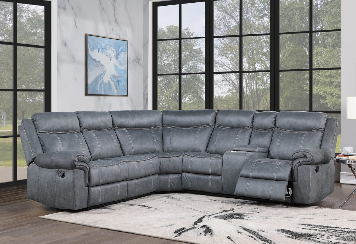 Keamey Grey Recliner Sectional With Console