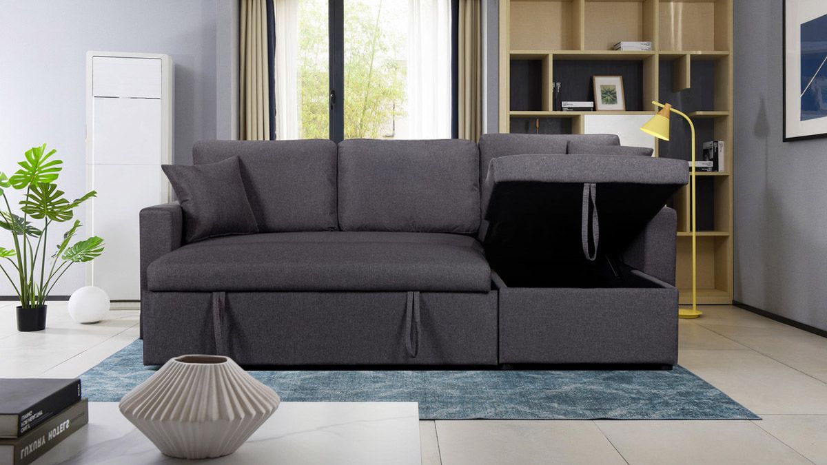 Kent Grey Linen Sectional Storage