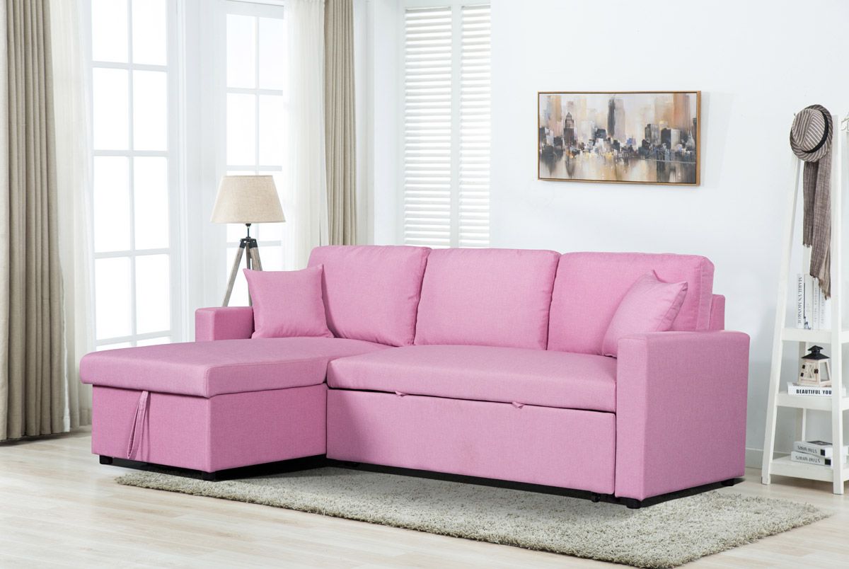 Kent Pink Sectional Sleeper With Storage