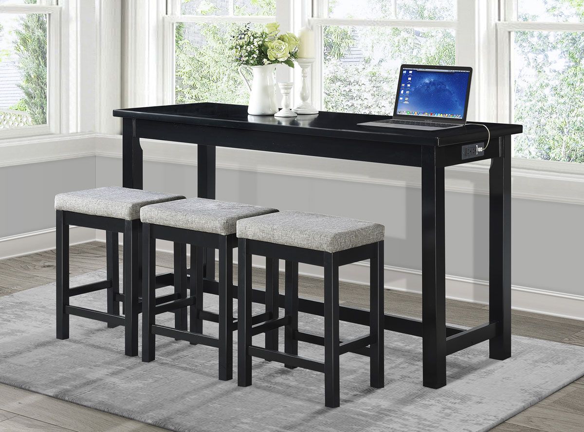 Kentwood Black Finish 4-Piece Pub Table Set