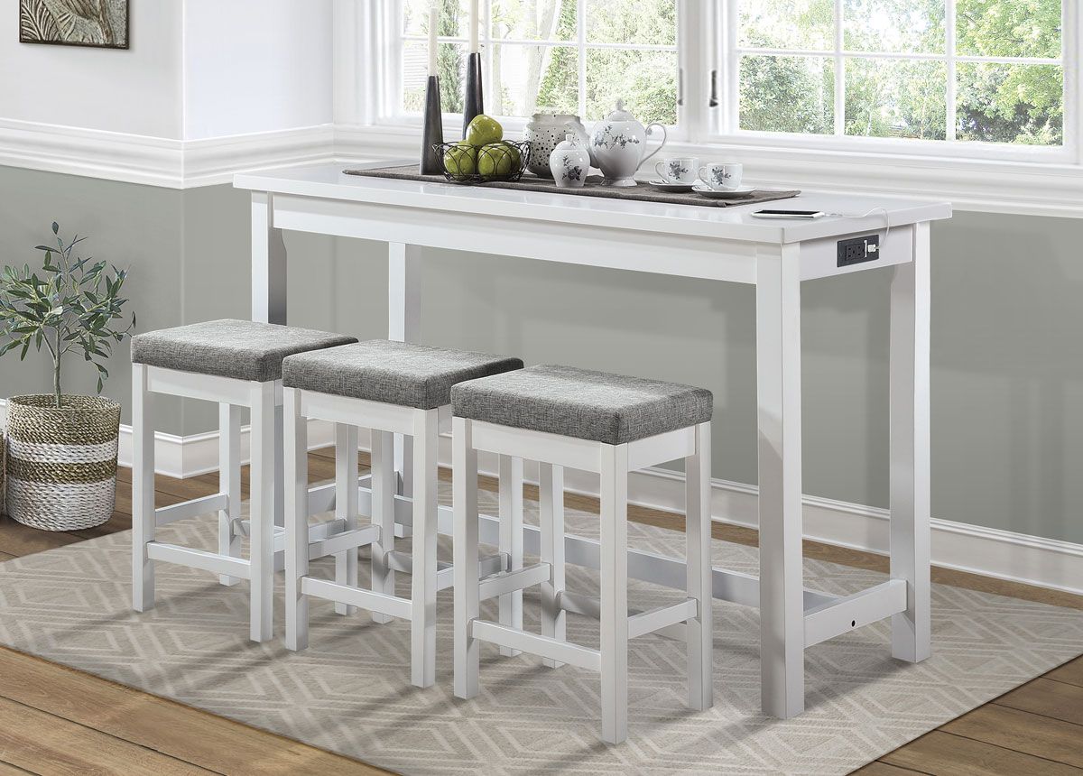 Kentwood White Finish 4-Piece Pub Table Set