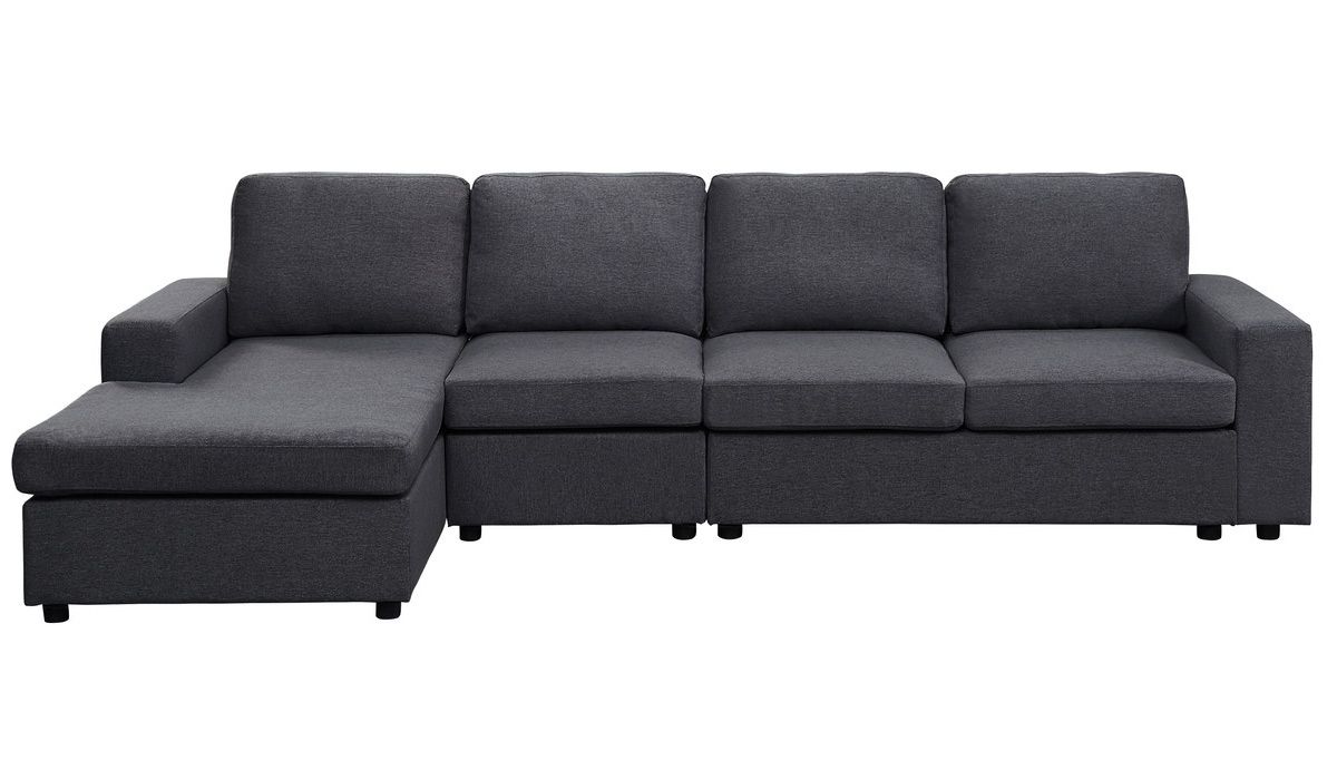 Keone Dark Grey Line Sectional With Armless Chair