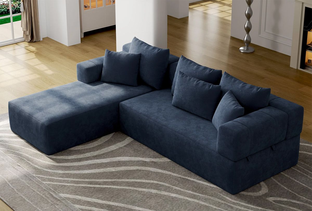 Kitts Navy Blue Modern Sectional