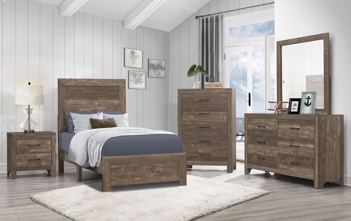 Kloten Youth Bedroom Set Rustic Brown Finish