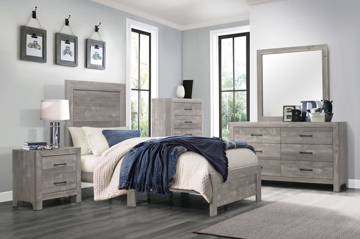 Kloten Youth Bedroom Set Rustic Grey Finish