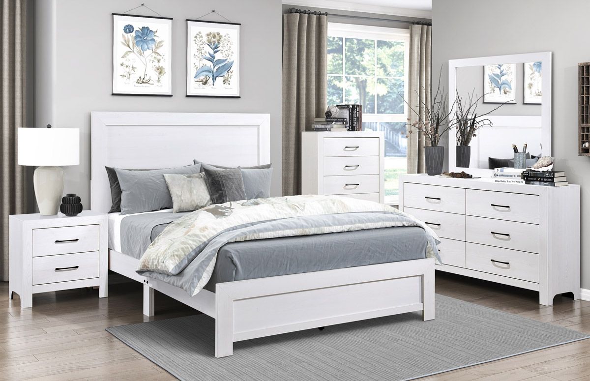 Kloten Rustic White Finish Bedroom Set