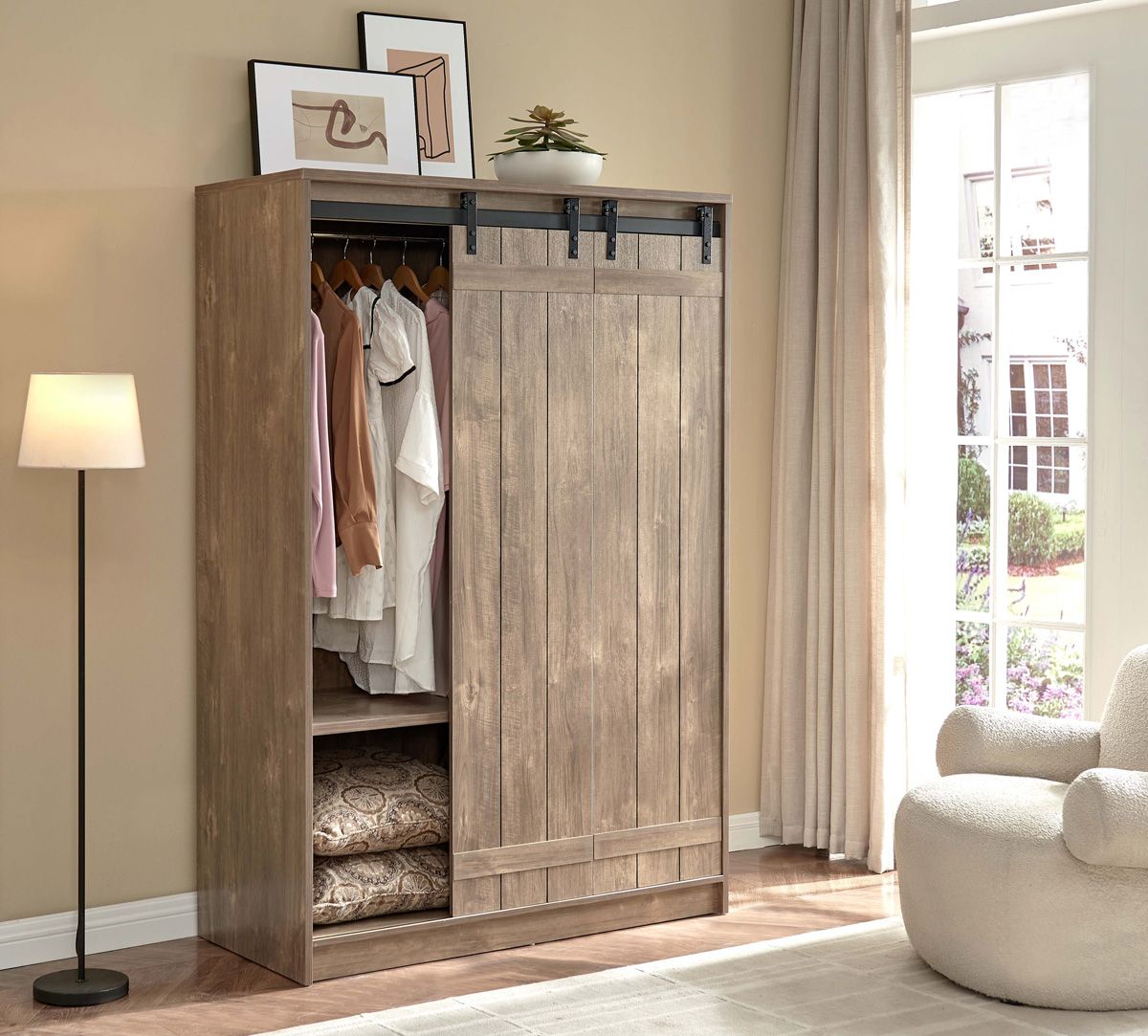 Koto Industrial Style Wardrobe With Barn Doors