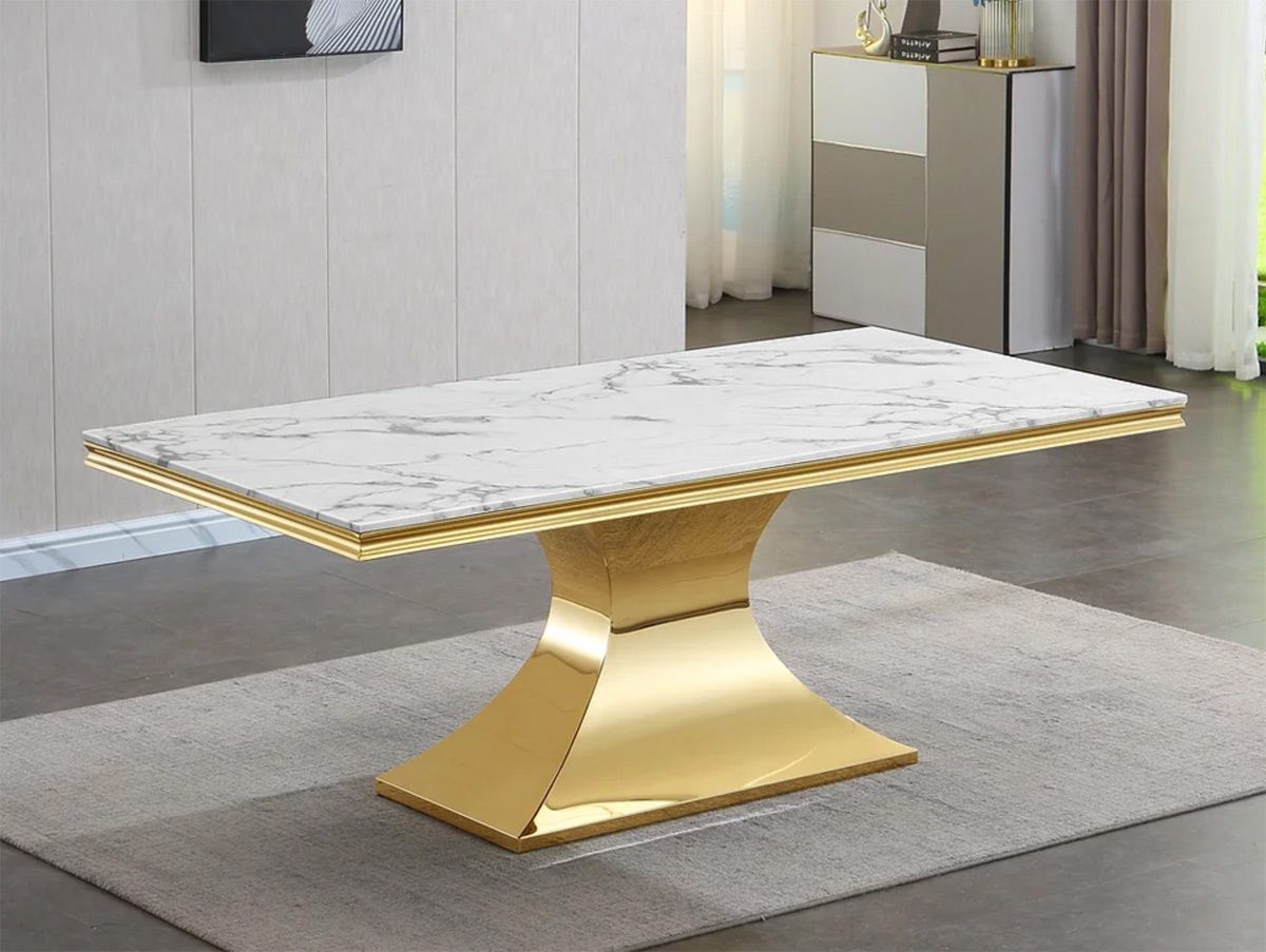 Kylah Marble With Gold Dining Table