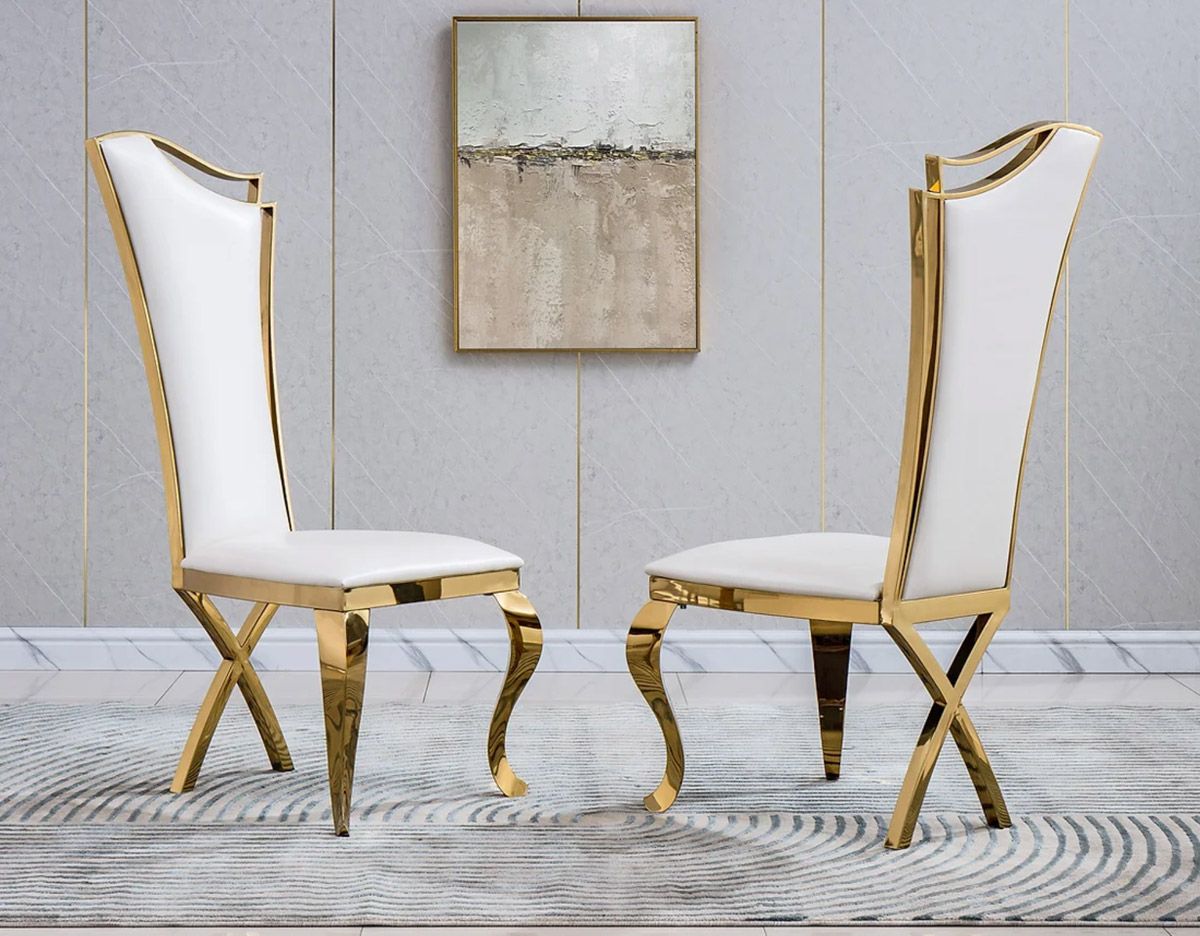 Kylah White Leather Dining Chairs