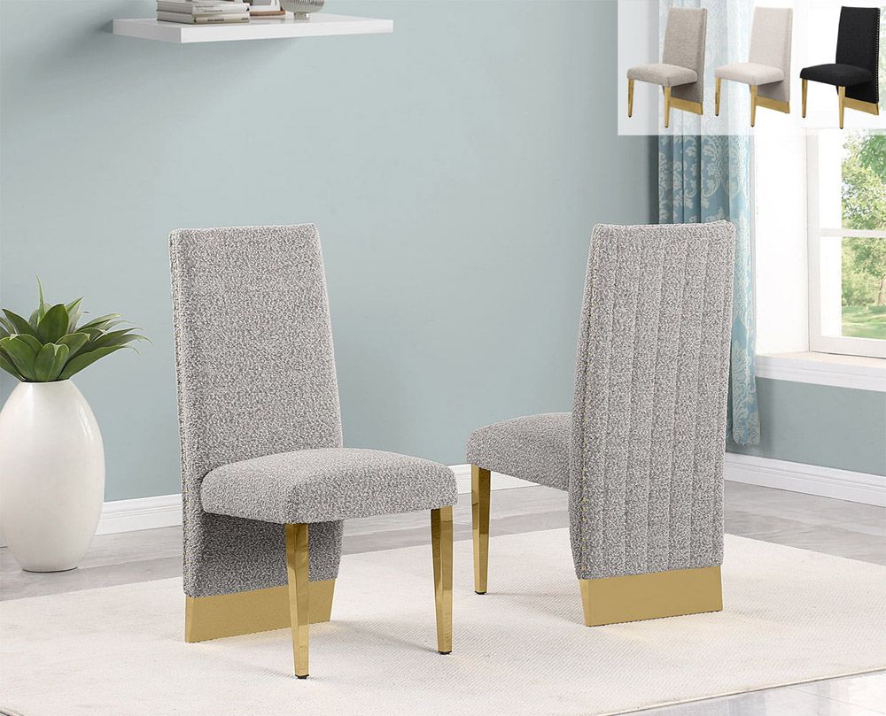 Lampton Boucle Dining Chairs Gold