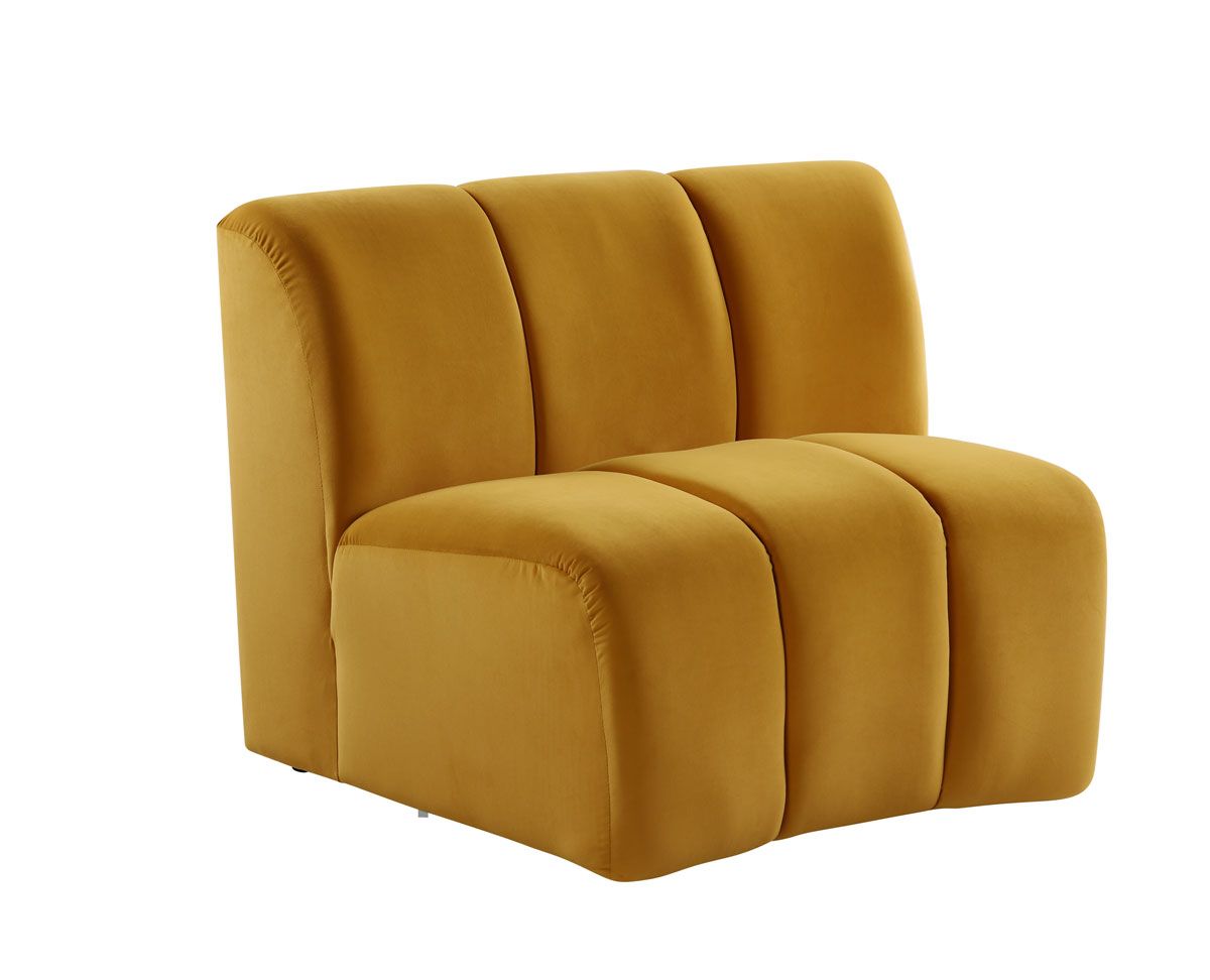 Laufer Yellow Velvet Accent Chair