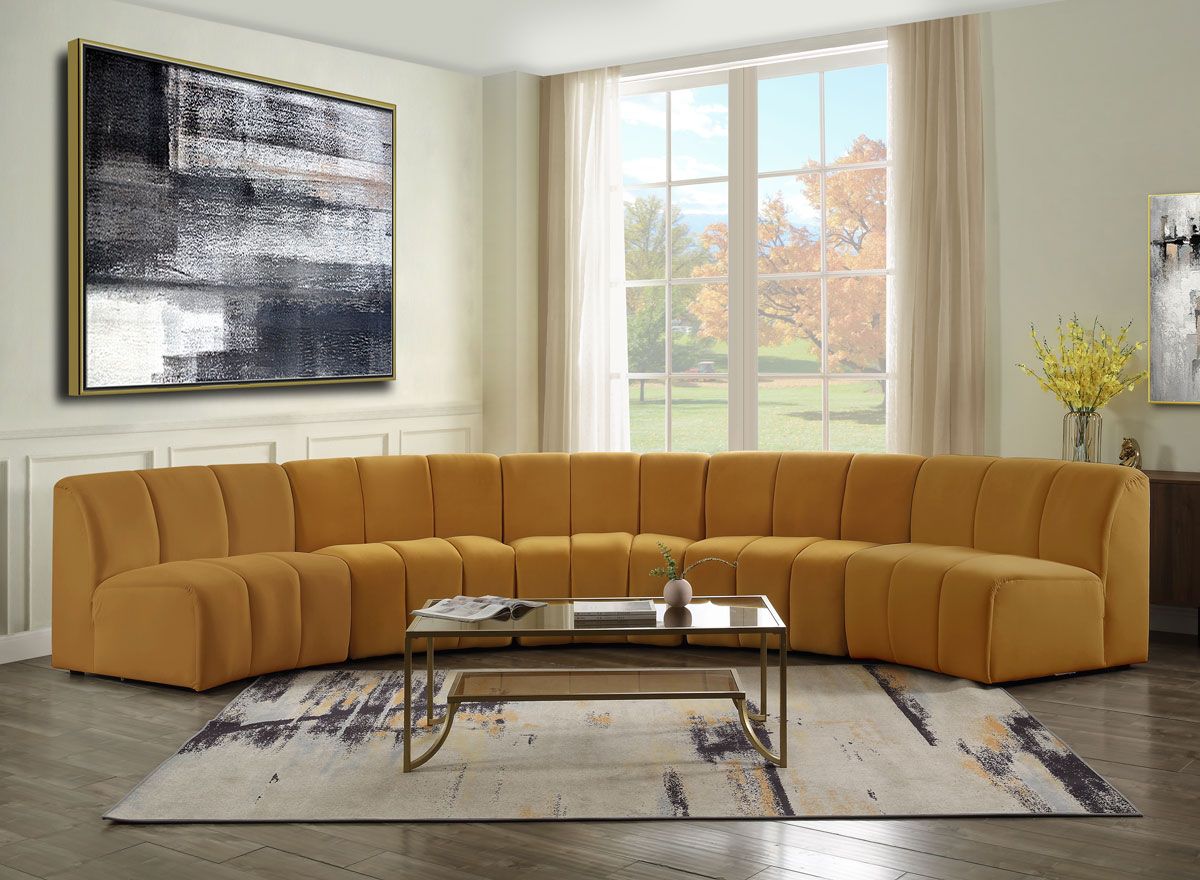 Laufer Yellow Velvet Circular Sectional