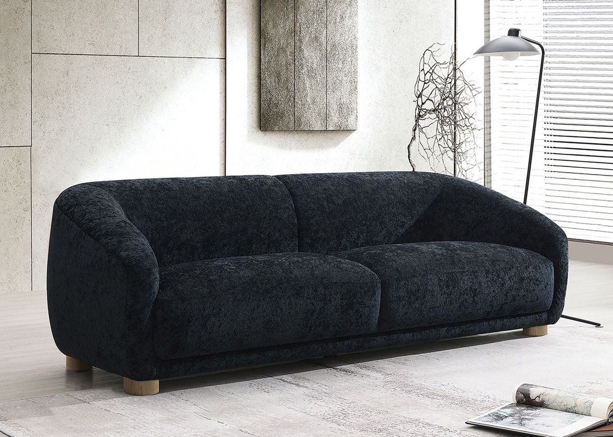 Lavena Black Chenille Sofa