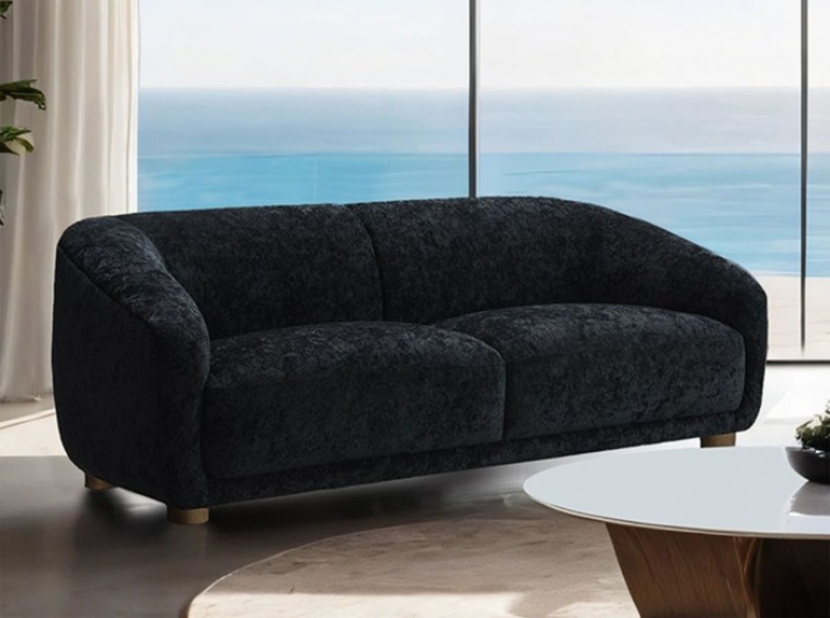 Lavena Black Chenille Loveseat