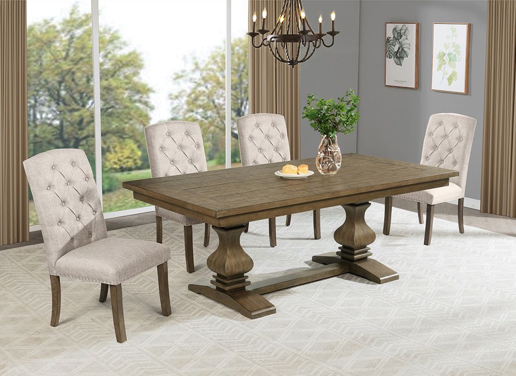 Lenart Dining Table Set Rustic Walnut